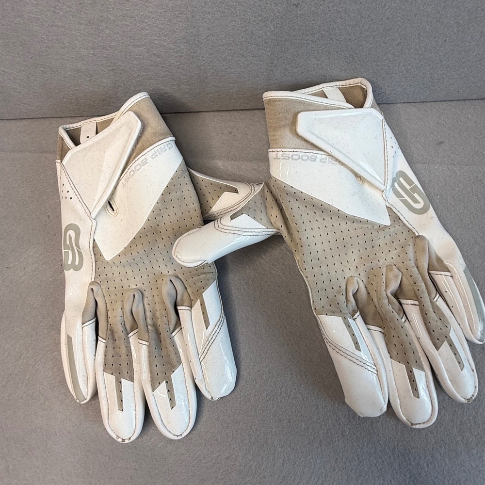 Grip Boost Football Receiver Gloves White XL SFIA Certified Tacky Grip MAF08